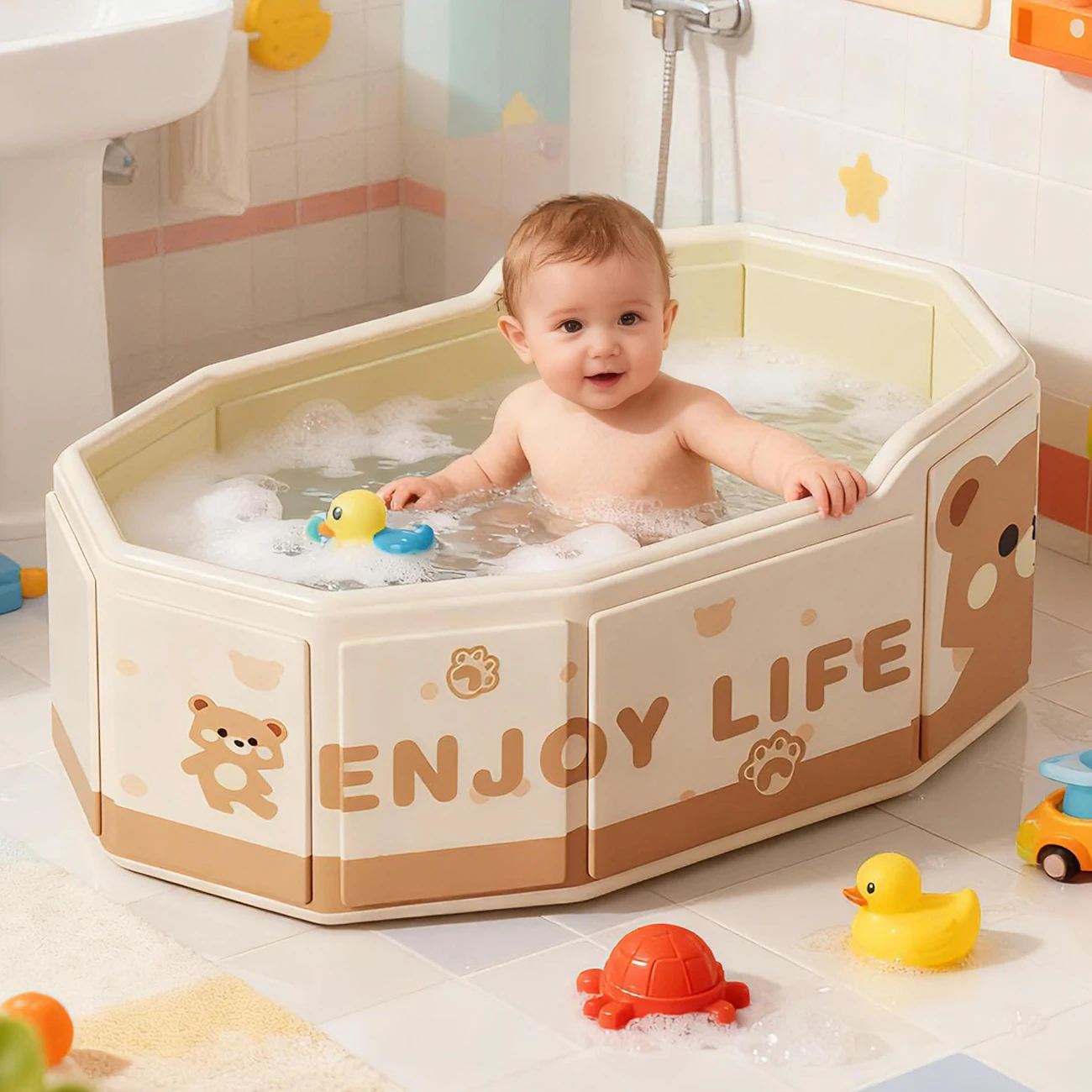 Складная детская ванночка для младенцев и малышей, 1 шт., складная и герметичная, усиленная прочная конструкция