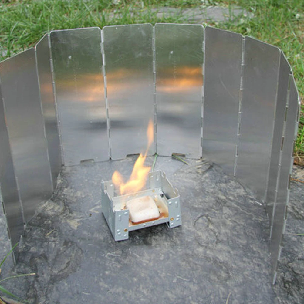 

10 Pcs Outdoor Windshield Foldable Camping Alloy Aluminum Folding Portable Barbecue