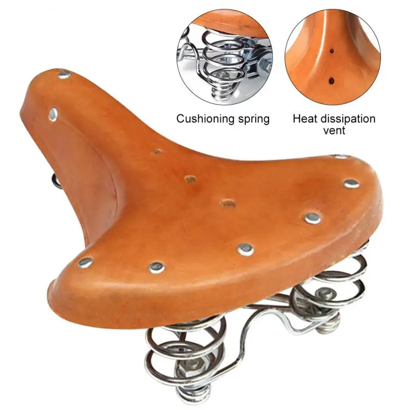 Retro Vintage Cowhide Bicycle Seat Leather Bike Saddle Seat high quality Cowhide Leather Cushion Bike Accessories