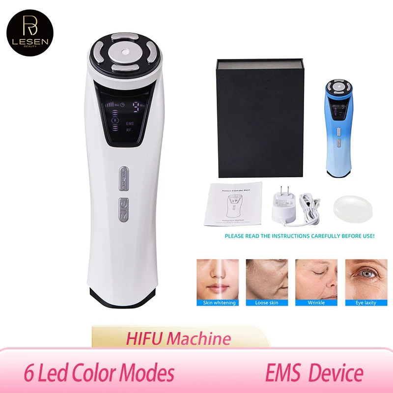 

HIFU Radio Frequency LED Photon Faces Lifting Tighten Wrinkle Removal Skin Care Face Massager with 4 Mode 5 Gear Position EMS EU