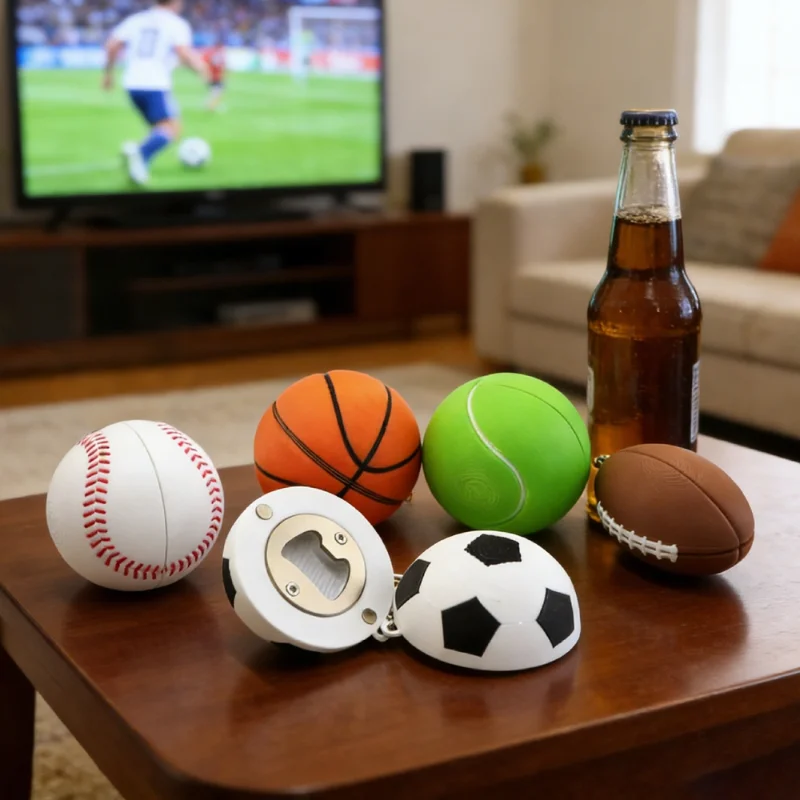 Abridor de Botellas con Forma de Balón Deportivo - Diseño de Béisbol/Baloncesto/Fútbol/Fútbol Americano/Tenis, Abridor de Cerveza Novedoso para Bar, Hogar, Fiesta y Regalo
