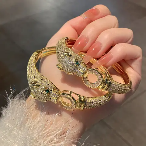 High Quality Male Female Leopard Personality Chunky Bracelet