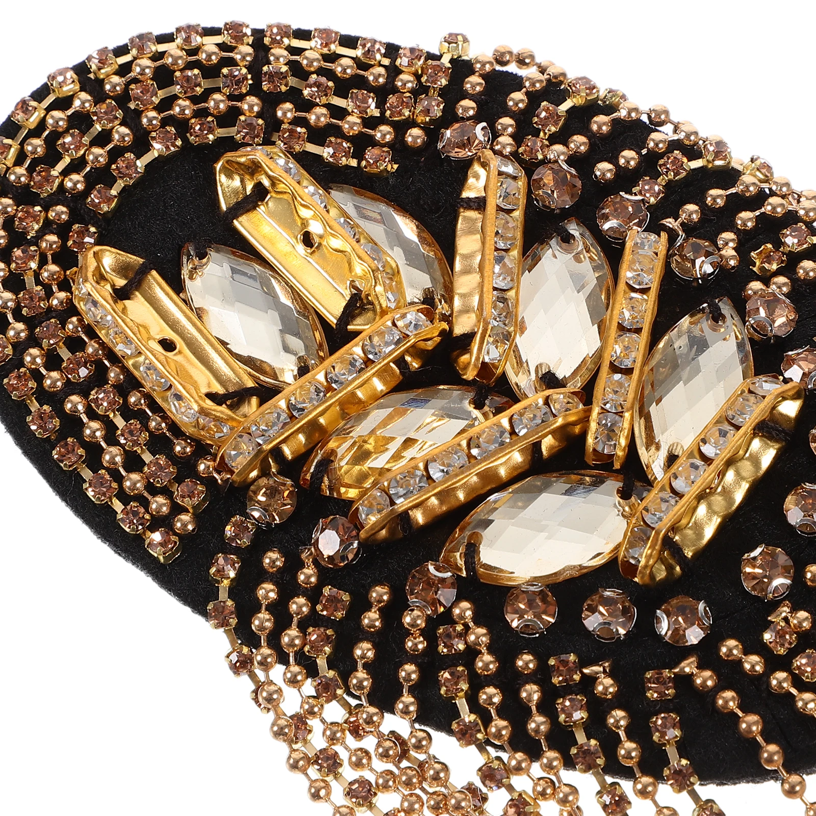 

1 Pair Gold Tassel Epaulet Rhinestone Shoulder Board Costume Badge Decor Fringe Lightweight Durable Premium Suit Accessory