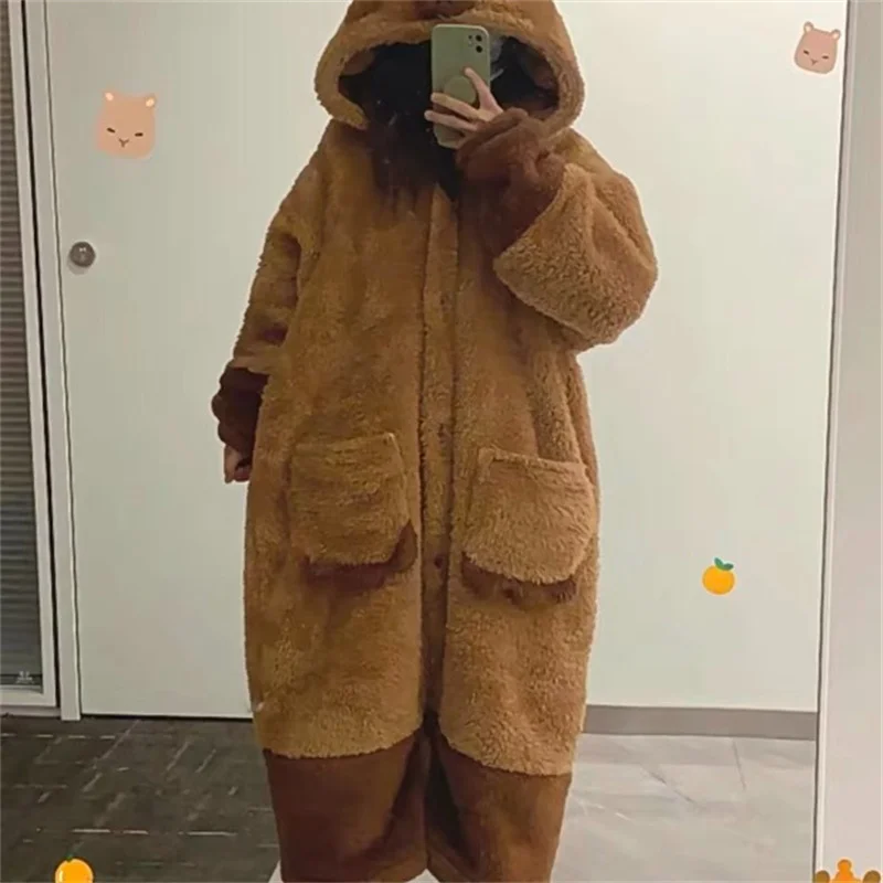 Morbido carino animali forma coperta pigiama Unisex per adulto velluto corallo caldo Cosplay pigiama sciolto pantaloni Home Wear