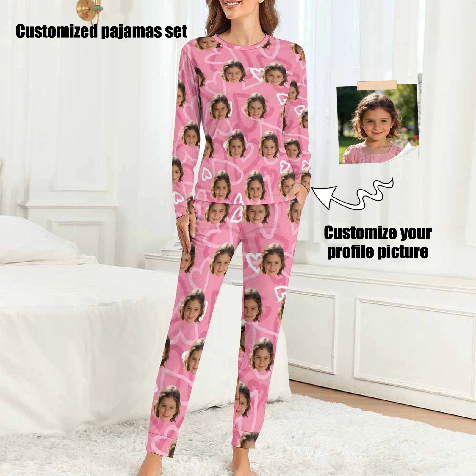 

Женский пижамный комплект по индивидуальному заказу, пижама с индивидуальным лицом, аватар, подарок на День святого Валентина