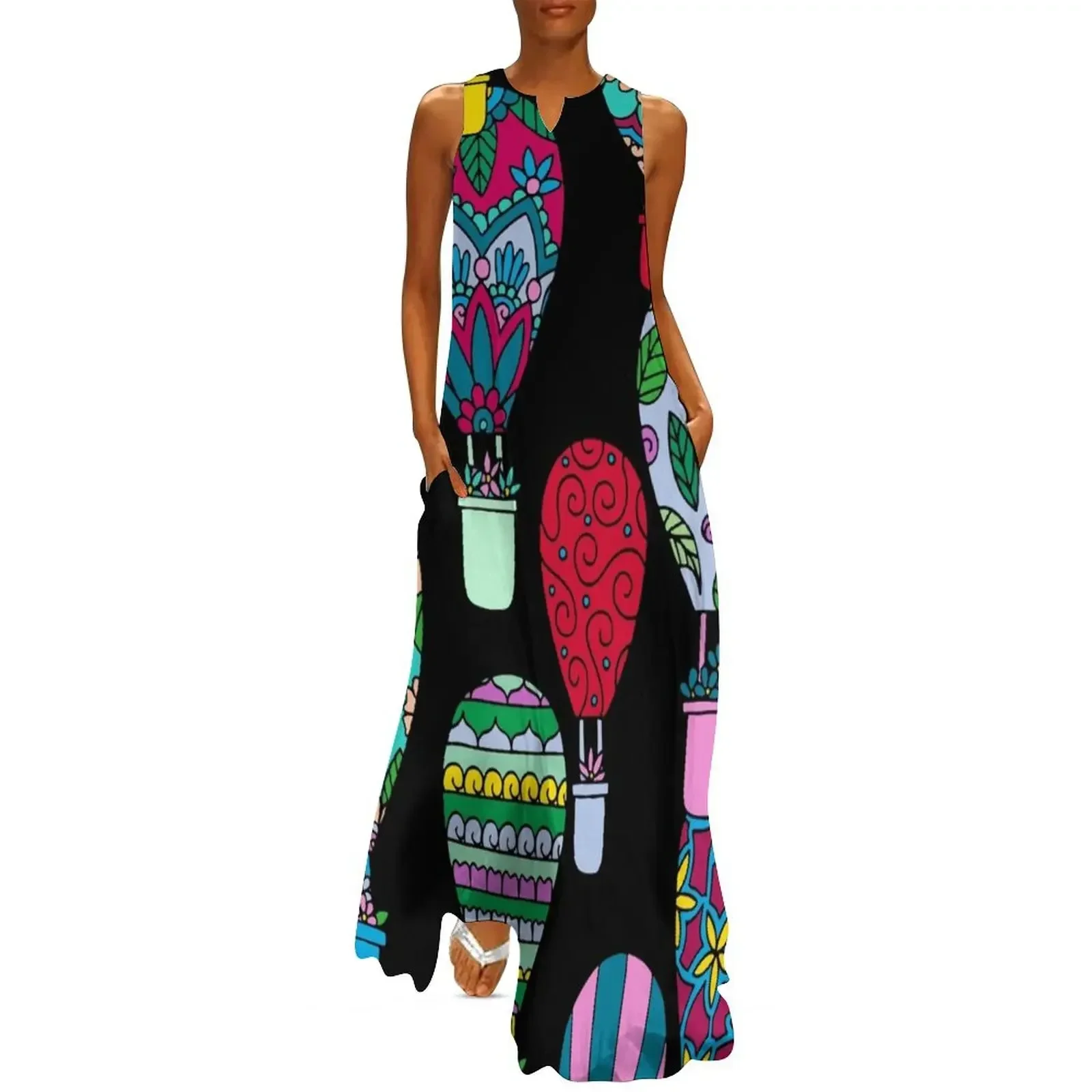 

Hot Air Balloons || Black Palette || Travel || Fly Long Dress Women's evening dress Clothing sensual sexy dress for women