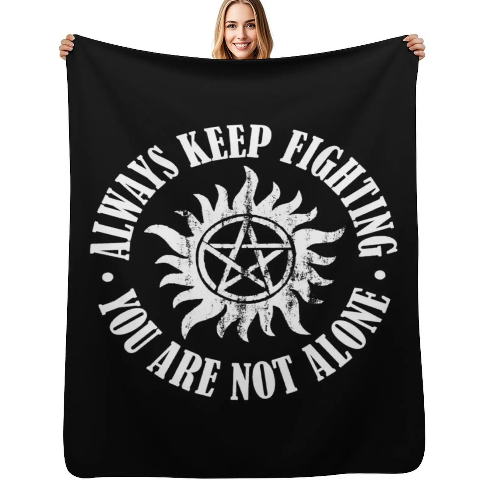 

Always Keep Fighting - White Throw Blanket Warm Comfortable Blanket for Office Napping