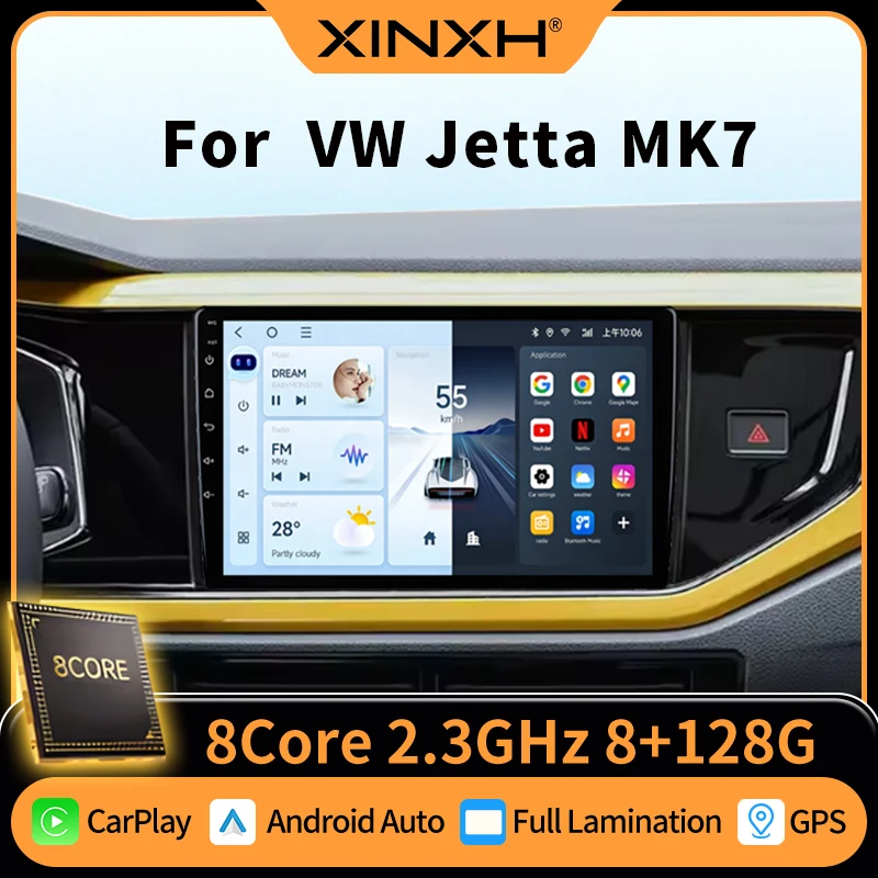 Wireless CarPlay & Android Auto Car Stereo for VW Jetta MK7 A7 2018-2024 DSP & 48EQ GPS Multimedia Radio Head Unit