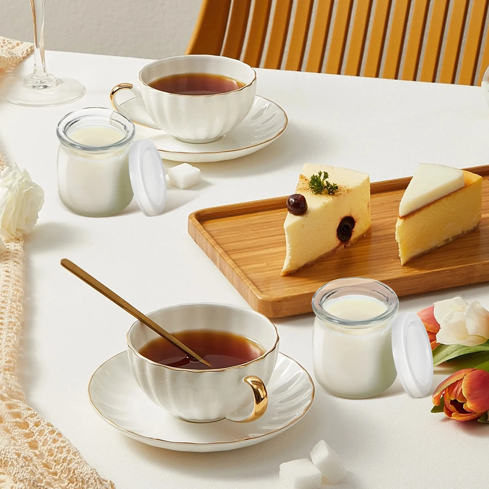 

Набор из 12 термостойких стеклянных стаканов для пудинга с герметичными крышками, идеально подходят для йогурта, мусса, желе, десертов