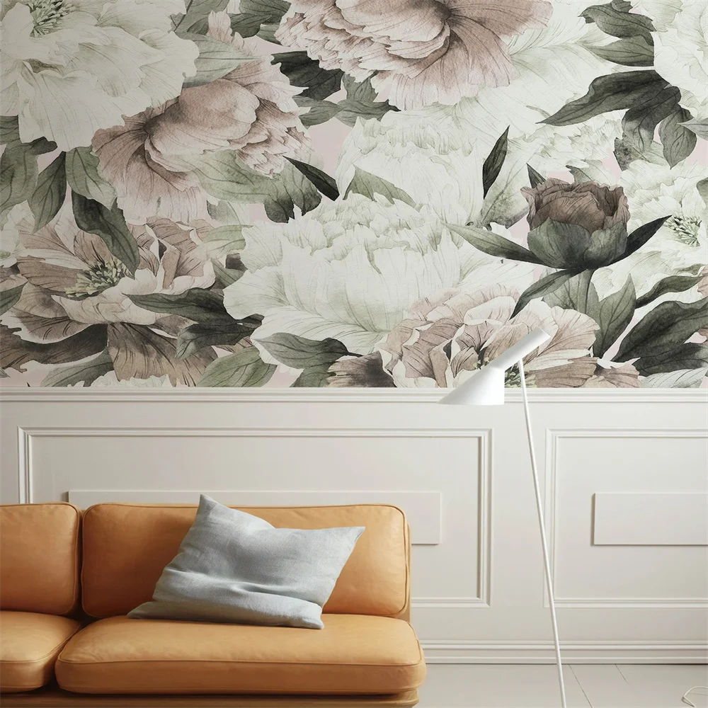 Milofi papier peint mural impression 3D nordique vent chaud fleurs décoration peinture