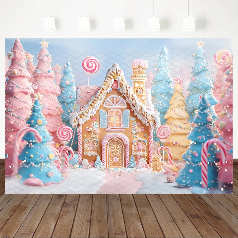 Mocsicka Candy House การถ่ายภาพฉากหลัง Baby Shower ต้นคริสต์มาสเค้ก Crush พื้นหลัง Lollipop ขนมตกแต่งแบนเนอร์