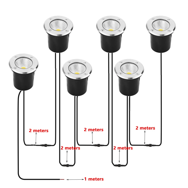 IP67 Waterproof Recessed Inground LED Underground Light With 2M Detachable Wire AC220V DC24V Out Garden Path Landscape Spotlight