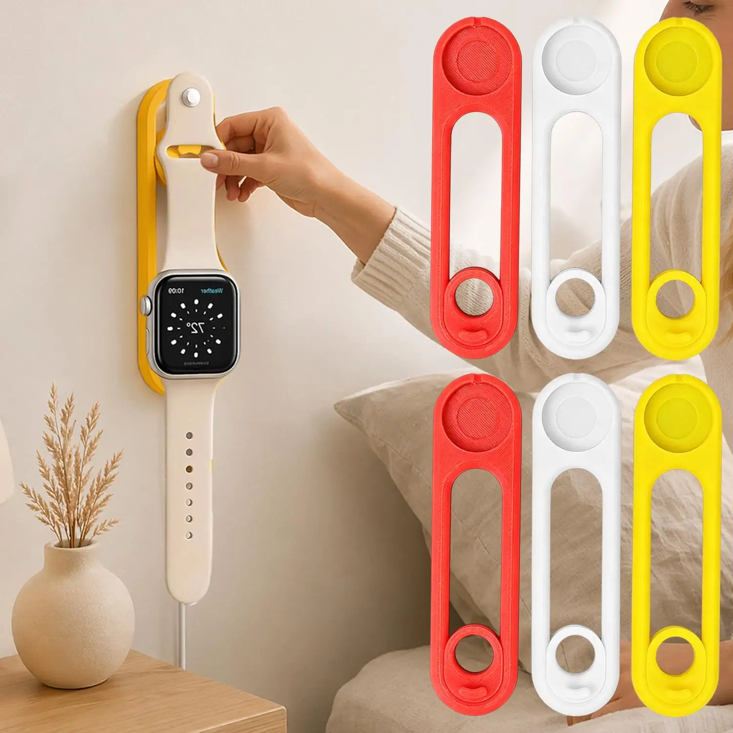 For Apple Watch Wall Mount Fast Charging Holder Stand for IWatch Integrated Card Slot Anti Slip Anti-drop Bracket Charger Holder