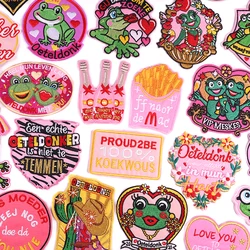 Nederland Oeteldonk embleem volledig geborduurde patches opstrijkbare patches voor kleding DIY Nederland carnaval kikker patch naai sticker