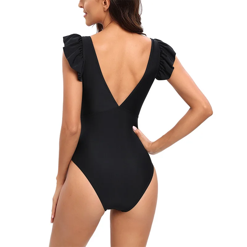 Open back one piece swimsuit plus size XL black tummy control swimsuit bikini beachwear push up swimwear naby blue bathing suit