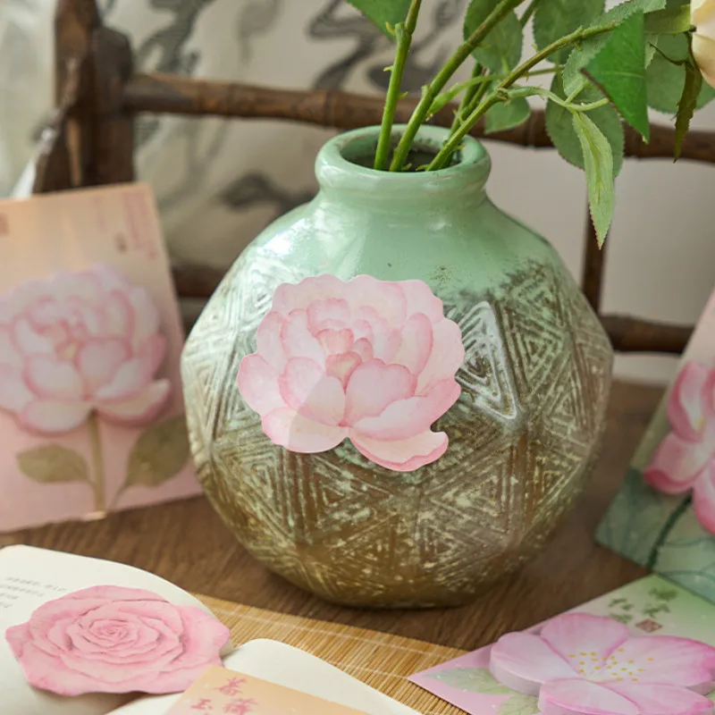 1pcs Romantic Pink Lotus Sticky Notes Multi-functional Daily Message Clock Memo Pad Student Notes Stationery Notebooks