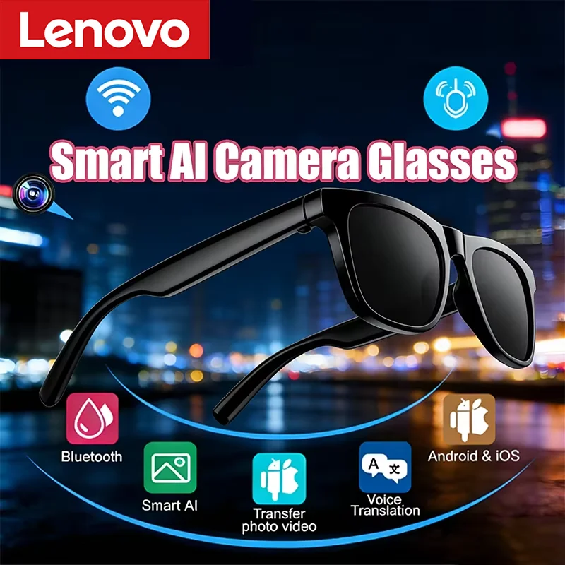 

Умные очки Lenovo: сенсорное управление, запись, переводчик, голосовой помощник, солнцезащитные очки для взрослых, беспроводные Bluetooth-очки