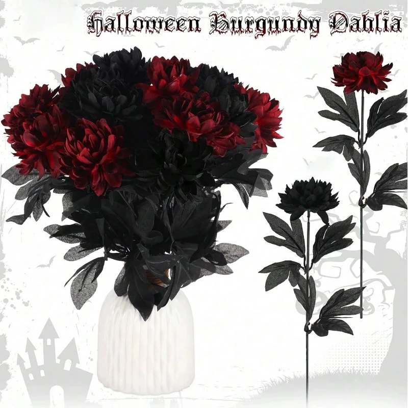 5/10 stücke Künstliche Seide Dahlie Bouquet Real Touch Gefälschte Blume Halloween Dekoration Home Party Hochzeit Tisch Mittelstücke