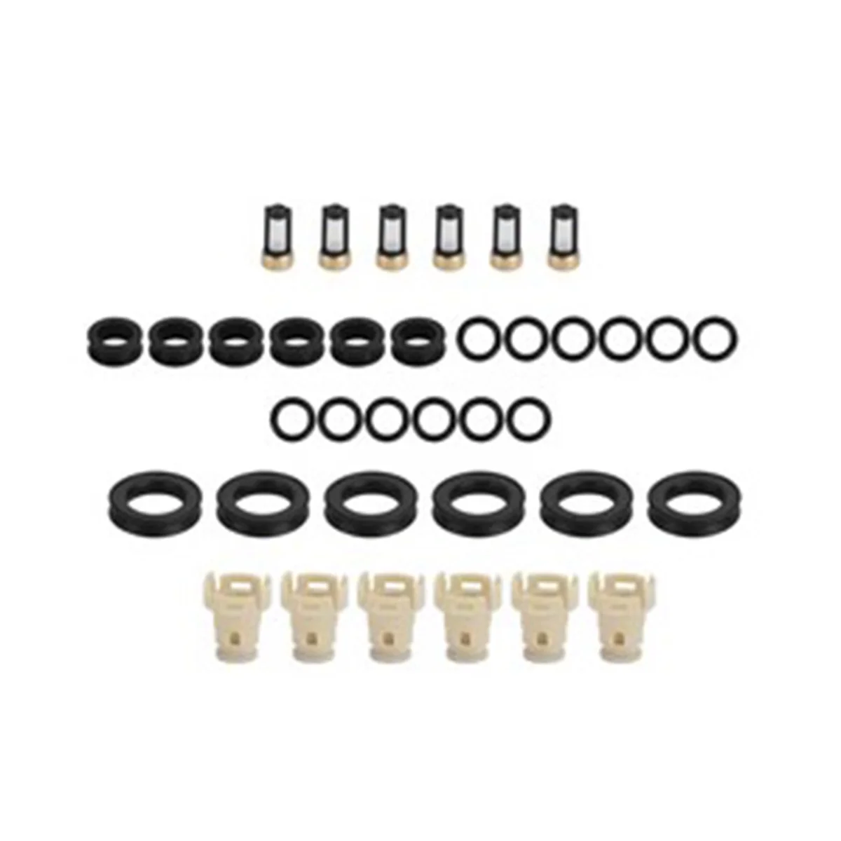 1Set/36pcs Fuel Injector Rebuild Kits O-Rings Seals Filters Caps for Toyota 3.4L V6 94-04 FJ585 23209-62040