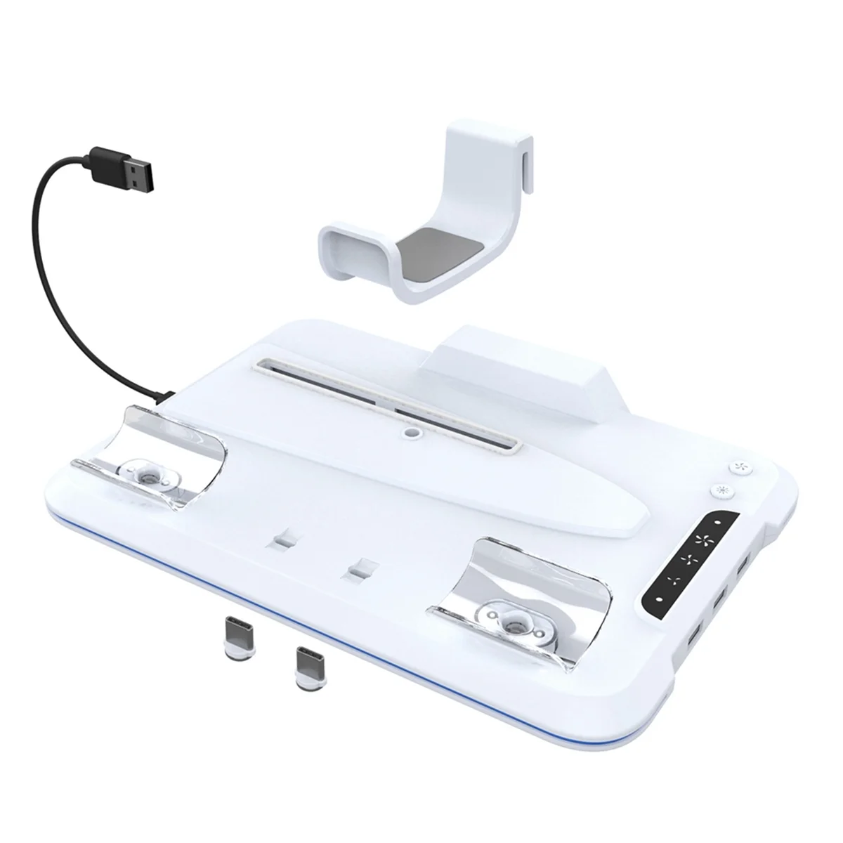 Охлаждающая док-станция POP-lConsole для PS5 Slim, док-станция для охлаждающего вентилятора консоли с RGB-подсветкой, держатель геймпада, гарнитура