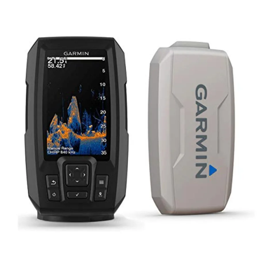 حزمة Garmin Striker Vivid 4cv مع محول طاقة وغطاء واقي 4 بوصة لون Fishfinder مع لون السونار المسح الزاهي Pa #1