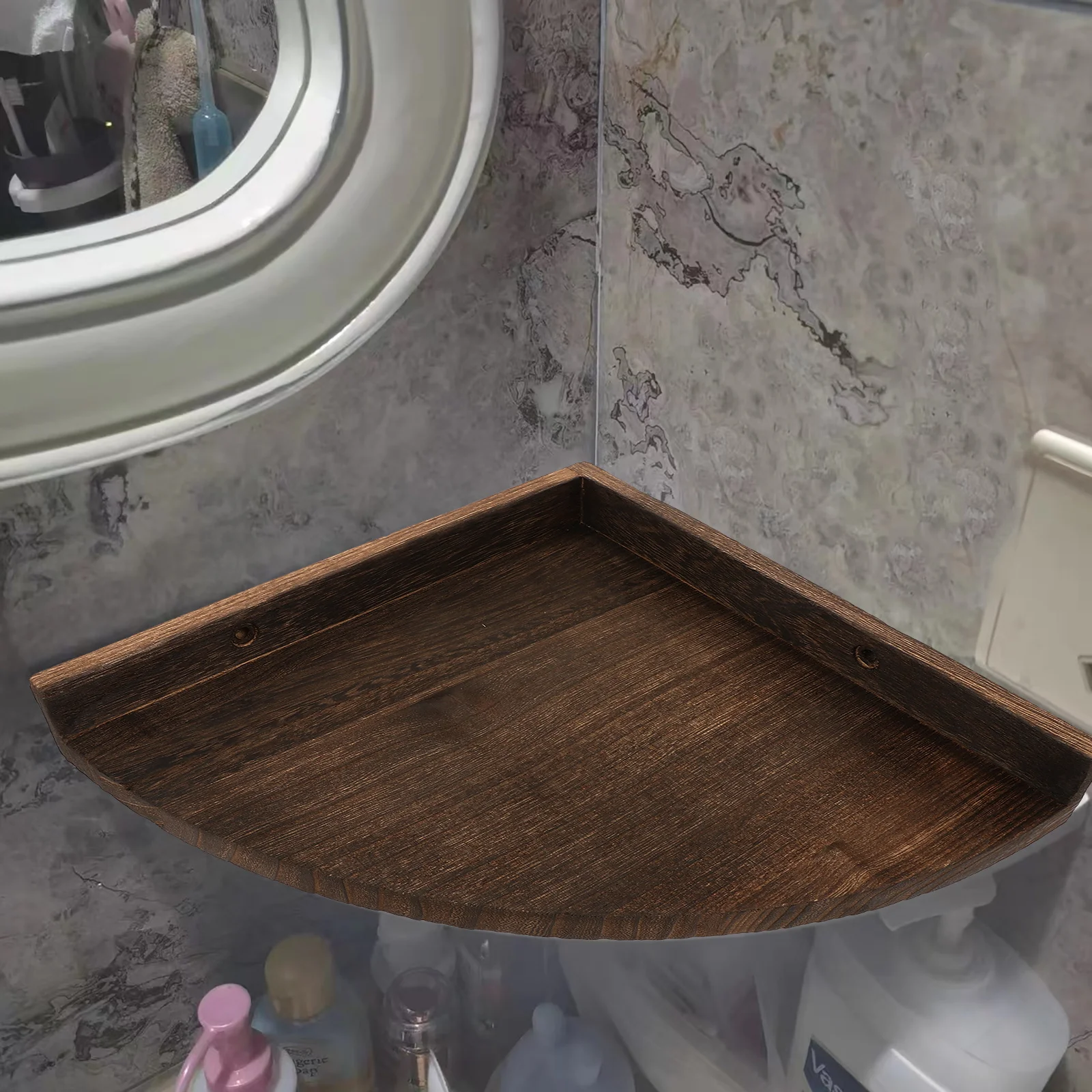 

Wooden Floating Shelf Rustic Style Wall Mounted Corner Storage Shelf Bathroom Kitchen Bedroom Wall Storage Rack