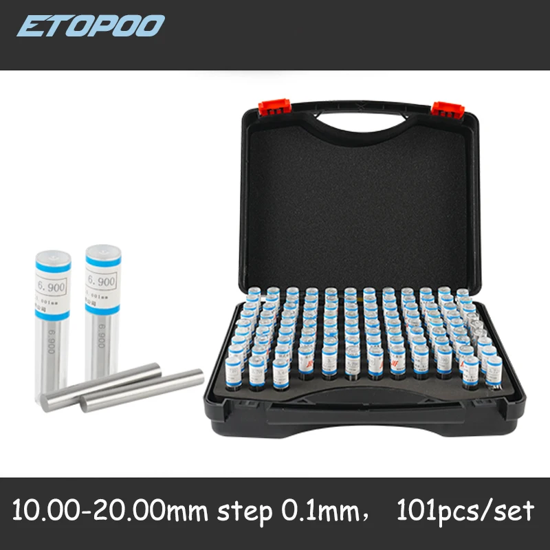 101pcs 10-20.0mm Cylindrical Pin gauge Smooth Plug Gauge Hole Gauge handle step Pin Gage holder tools