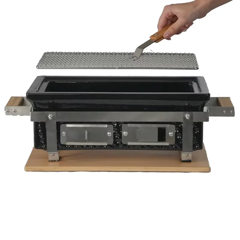 Auplex Mini Tabletop Ceramic Hibachi & Yakitori Japanese Charcoal Grill for Camping Indoor BBQ for Auplex