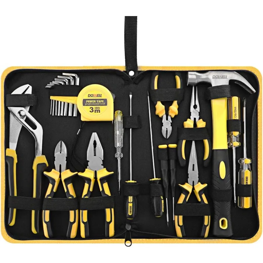 24 Pieces Homeowner Tool Set for Home Repair and Maintenance Tasks Compact Hand Tool Kit with Durable Portable Tool Bag for Eas