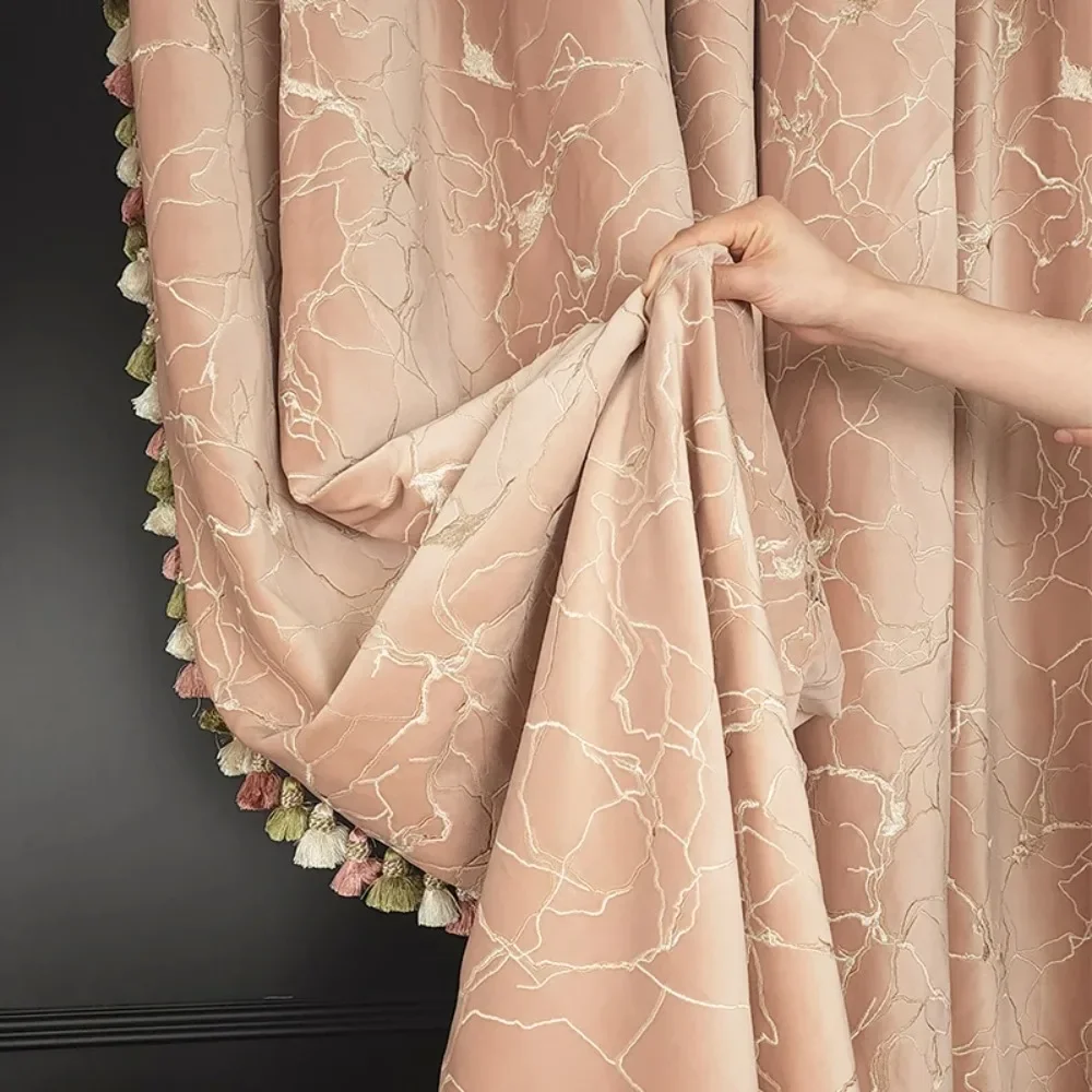 Thickened High End for Villa European American Luxury Drapes Custom Size French Velvet Living Room Bedroom Curtains Embroidered