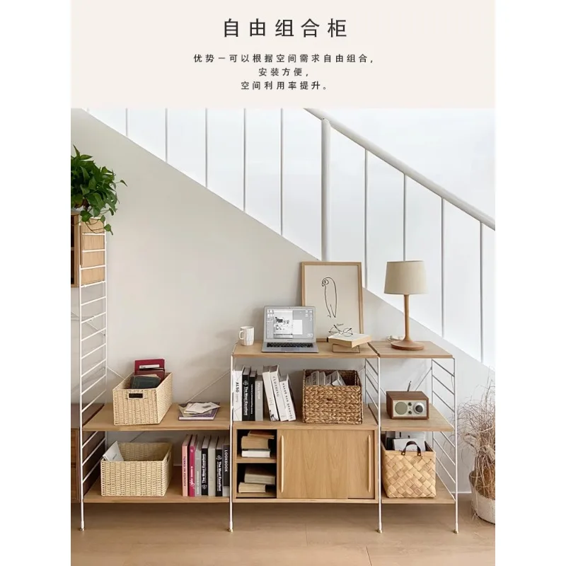 Wrought iron floor steel and wood shelves, kitchen, living room partition, bedroom, solid wood bookshelf, office display stand