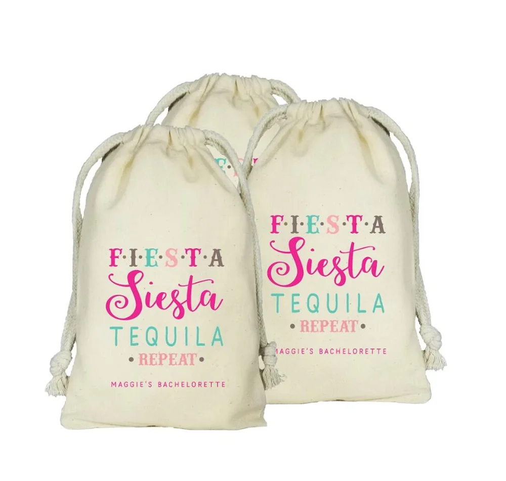 FIESTA Siesta Tequila REPEAT - Personalized Favor Bags - Set of 20 - Bachelorette Party - MEXICO - Destination Party Favor Bags