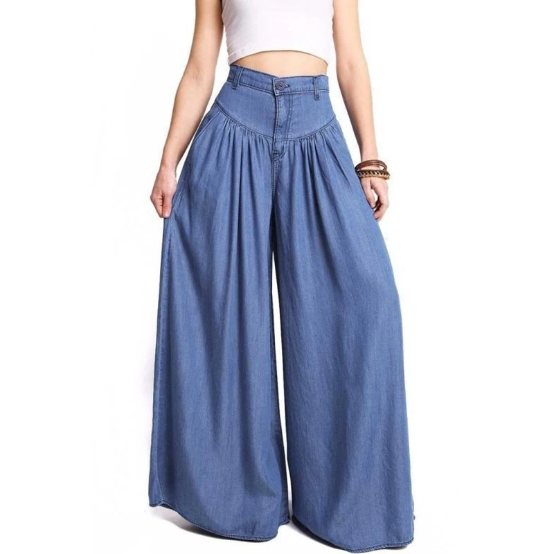 2022 New Oversized Trousers Blue Black High Waist Baggy Wide Leg Pants Women Plus Size Pantalones Mujer Cotton Casual Loose Pant