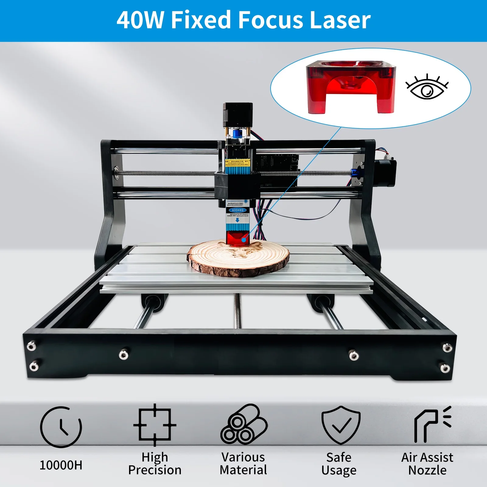 40W Lasermodul 450nm TTL/PWM Laserkopf, FAC-Technologie, Gravur auf Metall, Holz, Acryl für Lasergravur CNC-Fräsmaschine – Detail 20