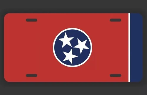 TENNESSEE STATE FLAG LICENSE PLATE TAG VANITY FRONT ALUMINUM 6 INCH BY 12 INCH Aluminum