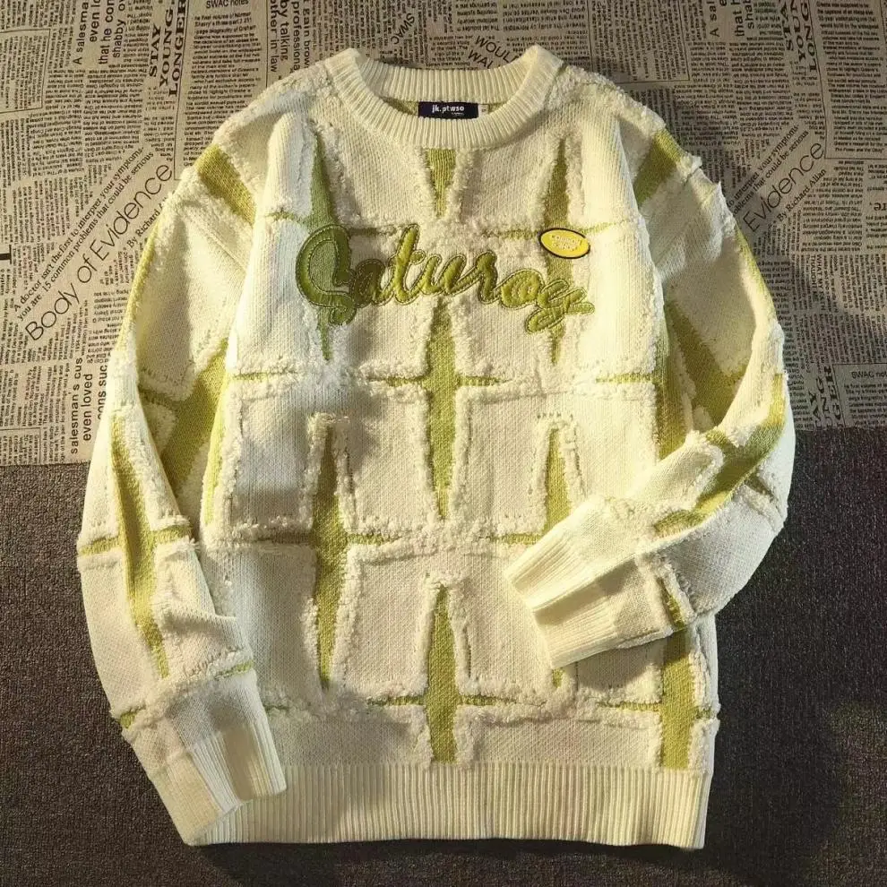 سترة ريترو على شكل نجمة للرجال، ملابس خارجية فضفاضة للربيع والخريف، سترة محبوكة كبيرة الحجم للزوجين