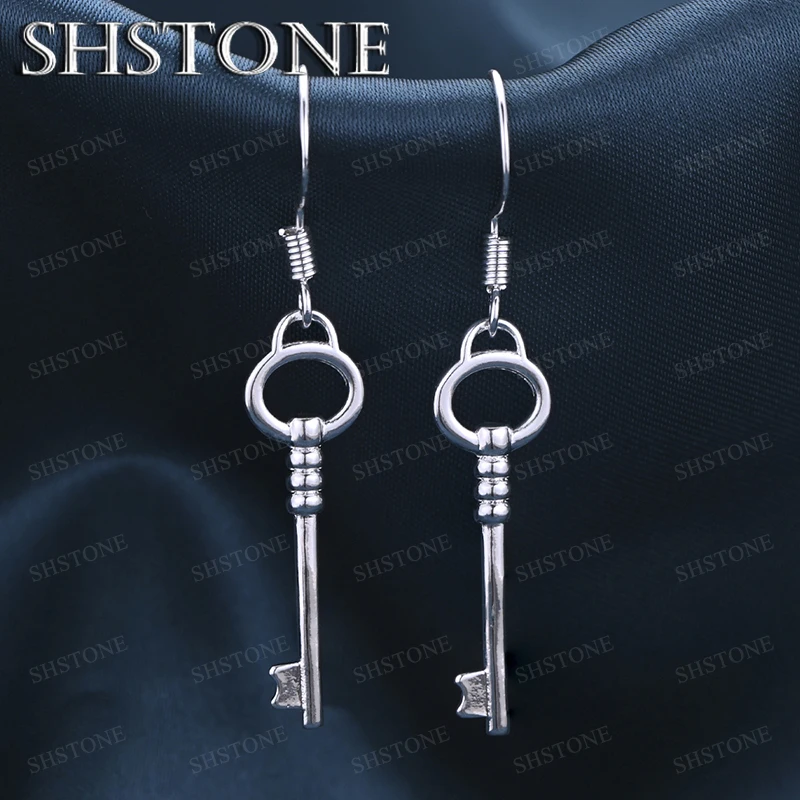 

Fashion Trend Accessories 925 Sterling Silver Key Drop Earrings For Ladies Charm Wedding Engagement Party Creative Jewelry Gifts