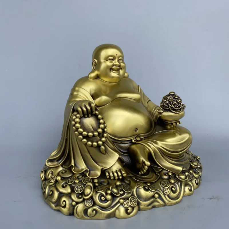 Factory Direct Sales Pure Copper Maitreya Buddha Pure Copper Cornucopia Smiling Face Maitreya Buddha Ornaments Wholesale