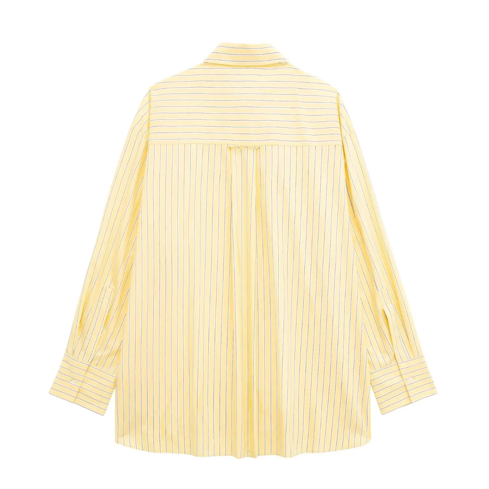 Tangada 2024 Women Yellow Striped Blouse Shirt Long Sleeve Chic Female Loose Top 3H0269