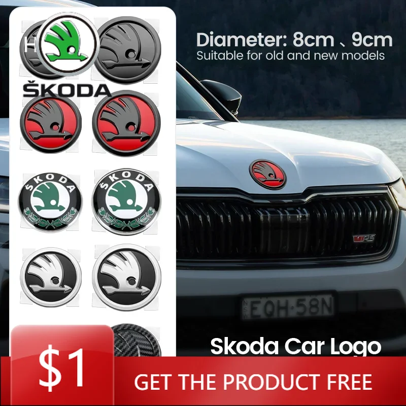 

Car Sticker Skoda Octavia 2 3 Fabia Kamiq Kodiaq Rapid Superb Yeti Car Front Rear Emblem Sticker 80mm 90mm ABS Logo Styling For