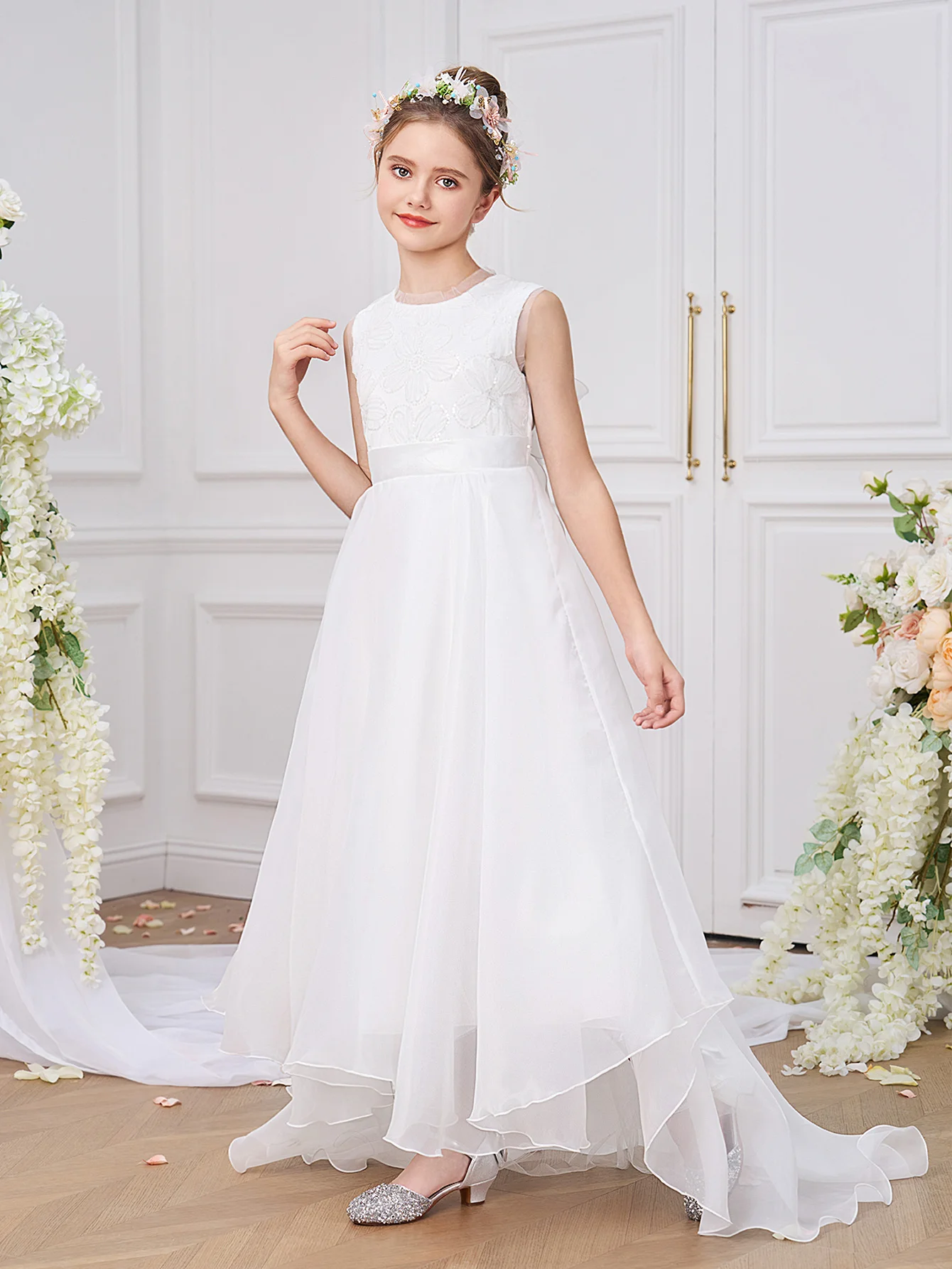 strapless open back dress Sparkly Beauty Prom Dresses for 11 year olds main image 1