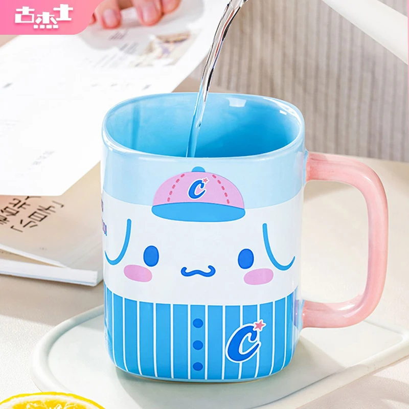 

For Sanrio 400ml Ceramic Mugs Office Colored Juice Cups Cartoon Square Decal Design Water Cups Home Breakfast Milk Coffee Mugs