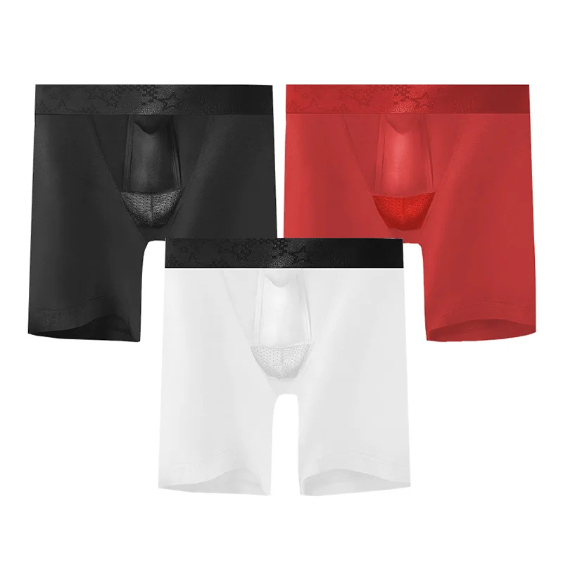 

5PCS Men's boxer shorts with bullet-style separation design, preventing leg chafing. These breathable underpants are equipped wi