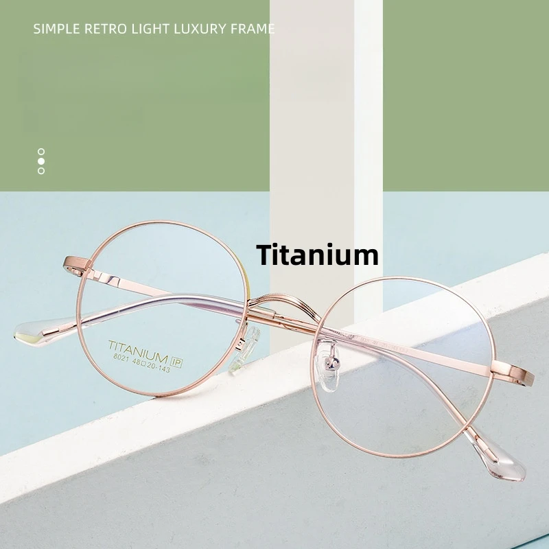 MOMOJA New Vintage Fashion Non Magnetic Titanium Round Women's Eyeglass Frame Optical Prescription Glasses Frame Male  8021A