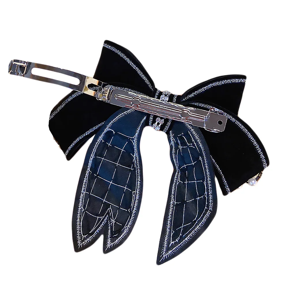 

Bowknot Barrette Clip Bows for Hair Fashion Pin Tie Stylish Clips Black Hairpin Women's