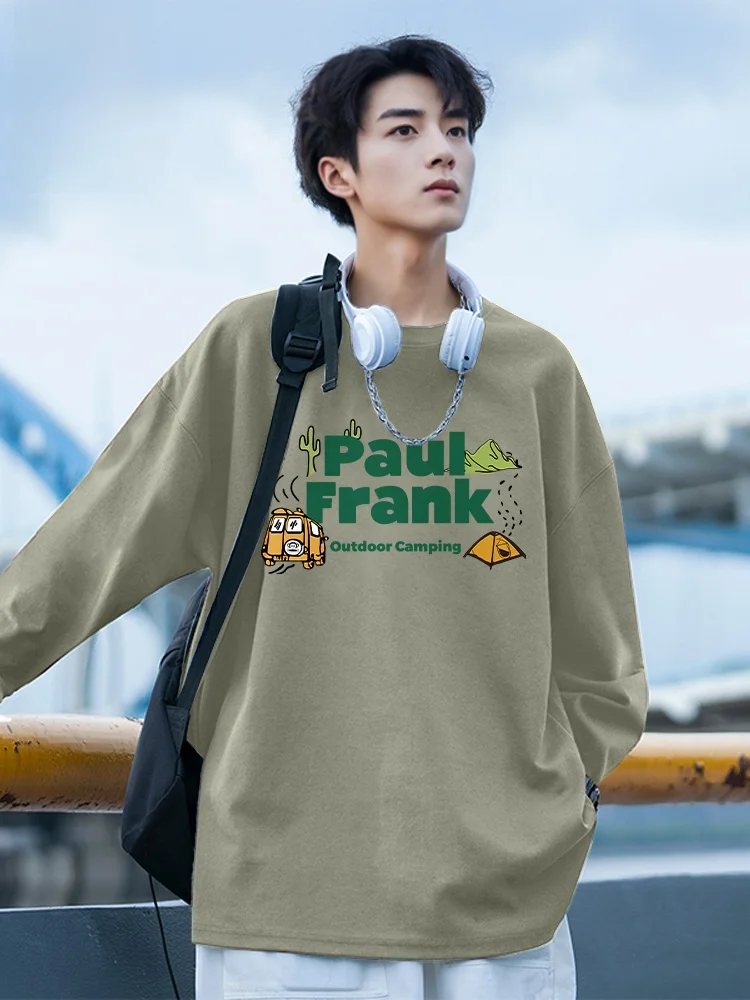 

Мужская футболка с длинным рукавом из чистого хлопка, весенняя, для активного отдыха, с принтом, повседневная, свободного кроя, дышащая, влагоотводящая.