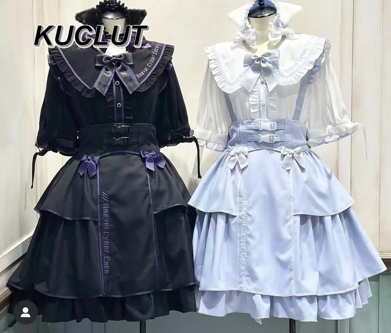 Conjuntos de dos piezas de estilo japonés para mujer, traje informal de Lolita, Top de manga corta a la moda, falda con tirantes y borde con volantes, conjunto para primavera y verano
