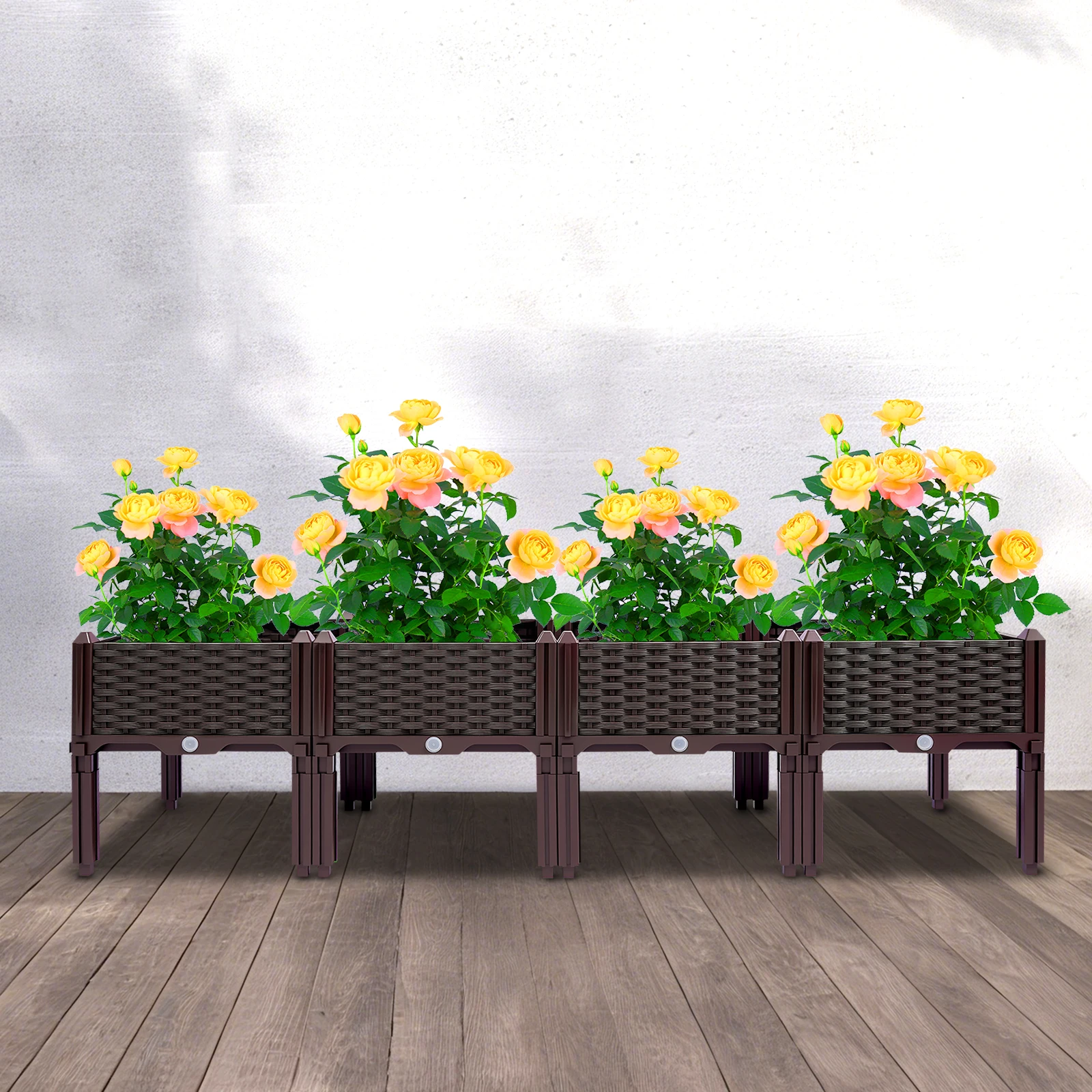 

Raised Garden Bed, Rectangular Planter Box, used in Yards, Gardens, Balconies, for Plants, Vegetables, 156 x 38 x 39 cm, Brown