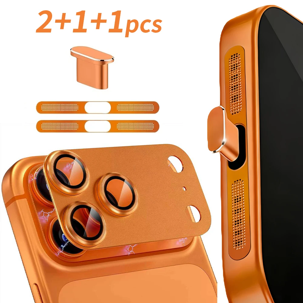 

4pcs Camera Lens New Metal Speaker Dust Mesh and Dust Plug Set for iPhone 17ProMax, 17Pro,Type-C Dust Plug Anti-Dust Proof Cover