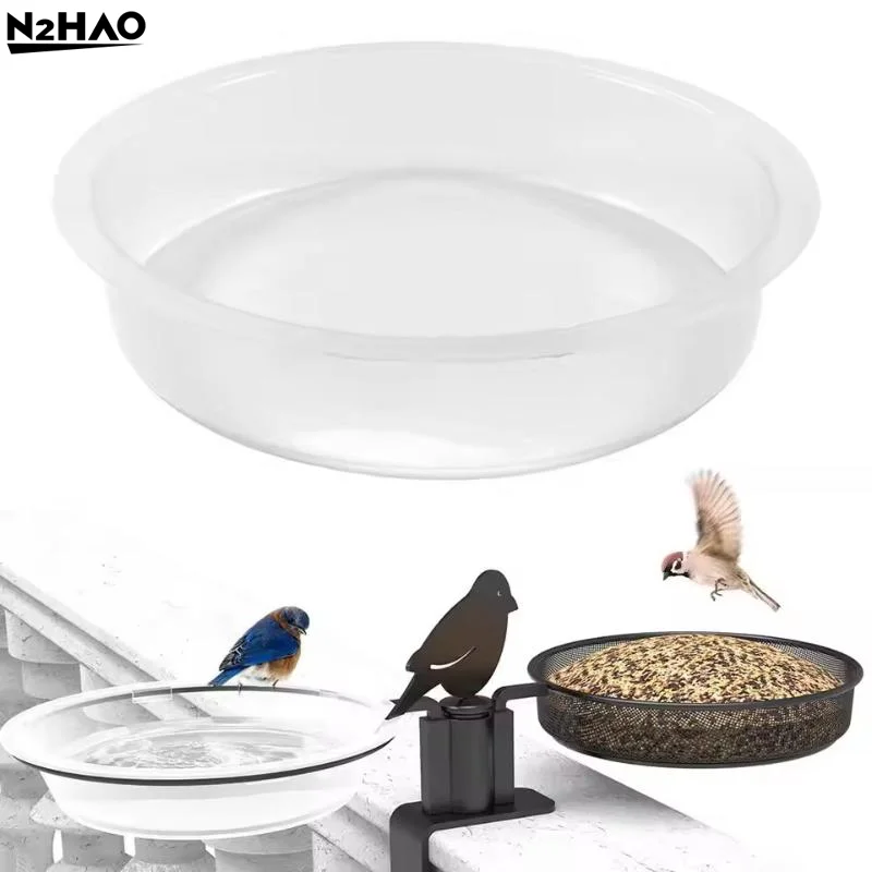 Transparent Bird Feed Bowl 1PC Circular Durable Product Easy to Mount for Balcony Window Outdoor Use